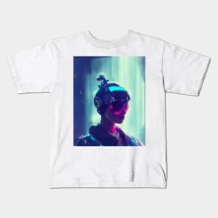 Cyberpunk pilot girl Kids T-Shirt